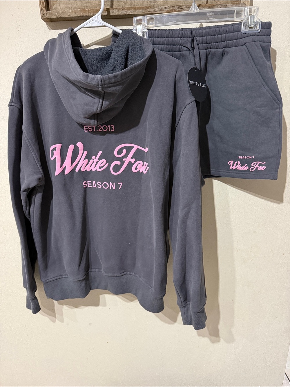 White Fox Boutique Season 7 Oversized Hoodie Shorts Lounge Set in Monument